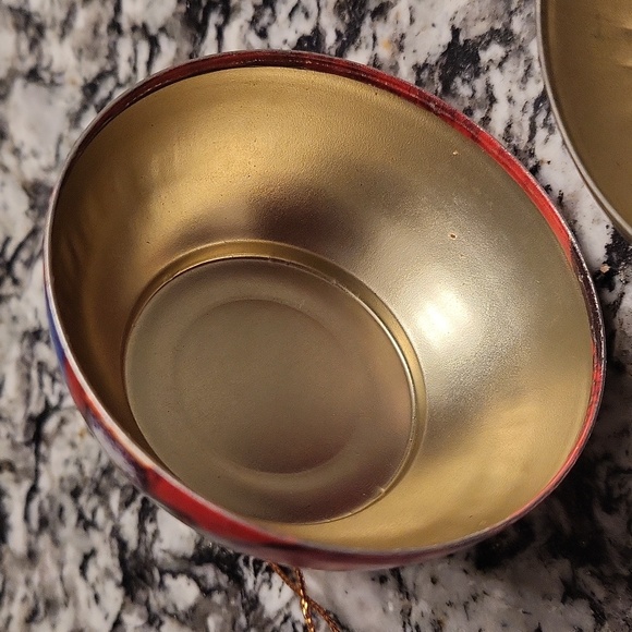 Vintage Tin Festive Santa Claus Ornament - Red, White, Black, and Blue - Picture 3 of 4